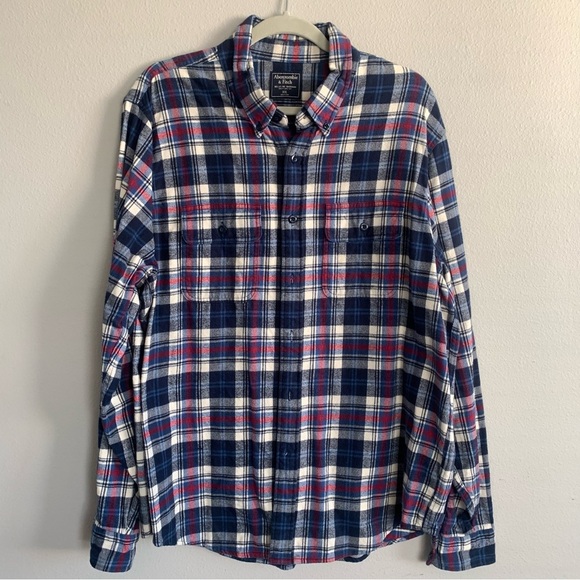 Men Abercrombie & Fitch XXL Plaid Button Long Sleeve Shirt Rodeo Western Preppy - Picture 1 of 11